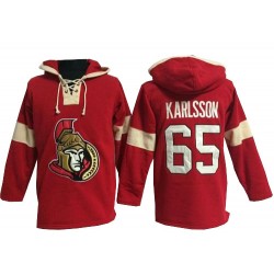 Erik Karlsson Ottawa Senators Authentic Red Old Time Hockey Pullover Hoodie Jersey