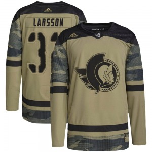 Youth Jacob Larsson Ottawa Senators Adidas Authentic Camo Military Appreciation Practice Jersey