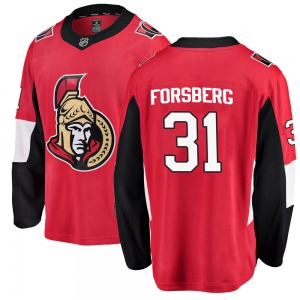 Youth Anton Forsberg Ottawa Senators Fanatics Branded Breakaway Red Home Jersey