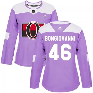Women's Wyatt Bongiovanni Ottawa Senators Adidas Authentic Purple Fights Cancer Practice Jersey