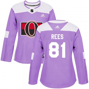 Women's Jamieson Rees Ottawa Senators Adidas Authentic Purple Fights Cancer Practice Jersey