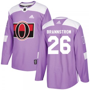 Youth Erik Brannstrom Ottawa Senators Adidas Authentic Purple Fights Cancer Practice Jersey