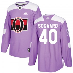 Youth Mads Sogaard Ottawa Senators Adidas Authentic Purple Fights Cancer Practice Jersey