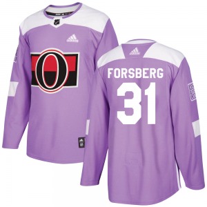 Anton Forsberg Ottawa Senators Adidas Authentic Purple Fights Cancer Practice Jersey