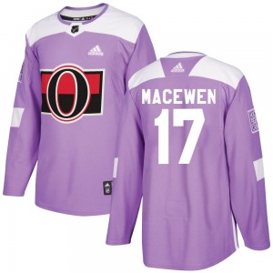 Zack MacEwen Ottawa Senators Adidas Authentic Purple Fights Cancer Practice Jersey