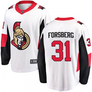 Youth Anton Forsberg Ottawa Senators Fanatics Branded Breakaway White Away Jersey