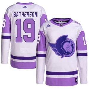 Drake Batherson Ottawa Senators Adidas Authentic White/Purple Hockey Fights Cancer Primegreen Jersey