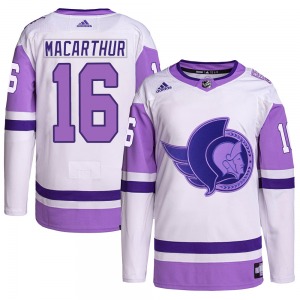 Clarke MacArthur Ottawa Senators Adidas Authentic White/Purple Hockey Fights Cancer Primegreen Jersey
