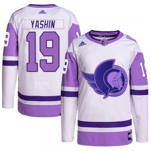 Alexei Yashin Ottawa Senators Adidas Authentic White/Purple Hockey Fights Cancer Primegreen Jersey