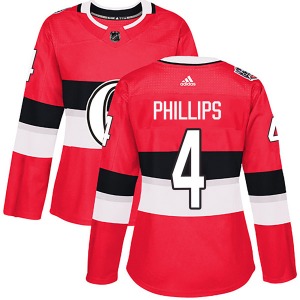 Women's Chris Phillips Ottawa Senators Adidas Authentic Red 2017 100 Classic Jersey