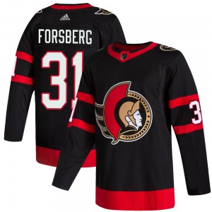 Anton Forsberg Ottawa Senators Adidas Authentic Black 2020/21 Home Jersey