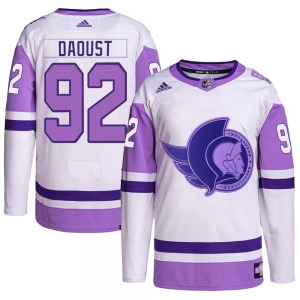 Youth Philippe Daoust Ottawa Senators Adidas Authentic White/Purple Hockey Fights Cancer Primegreen Jersey
