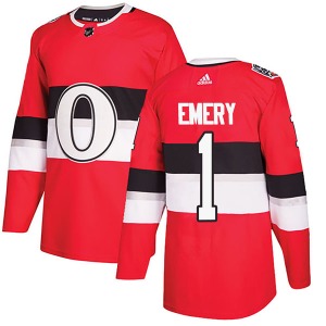 Youth Ray Emery Ottawa Senators Adidas Authentic Red 2017 100 Classic Jersey