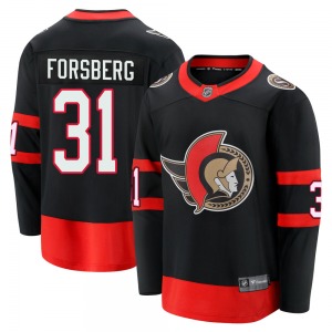 Youth Anton Forsberg Ottawa Senators Fanatics Branded Premier Black Breakaway 2020/21 Home Jersey