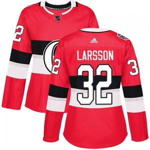Women's Jacob Larsson Ottawa Senators Adidas Authentic Red 2017 100 Classic Jersey